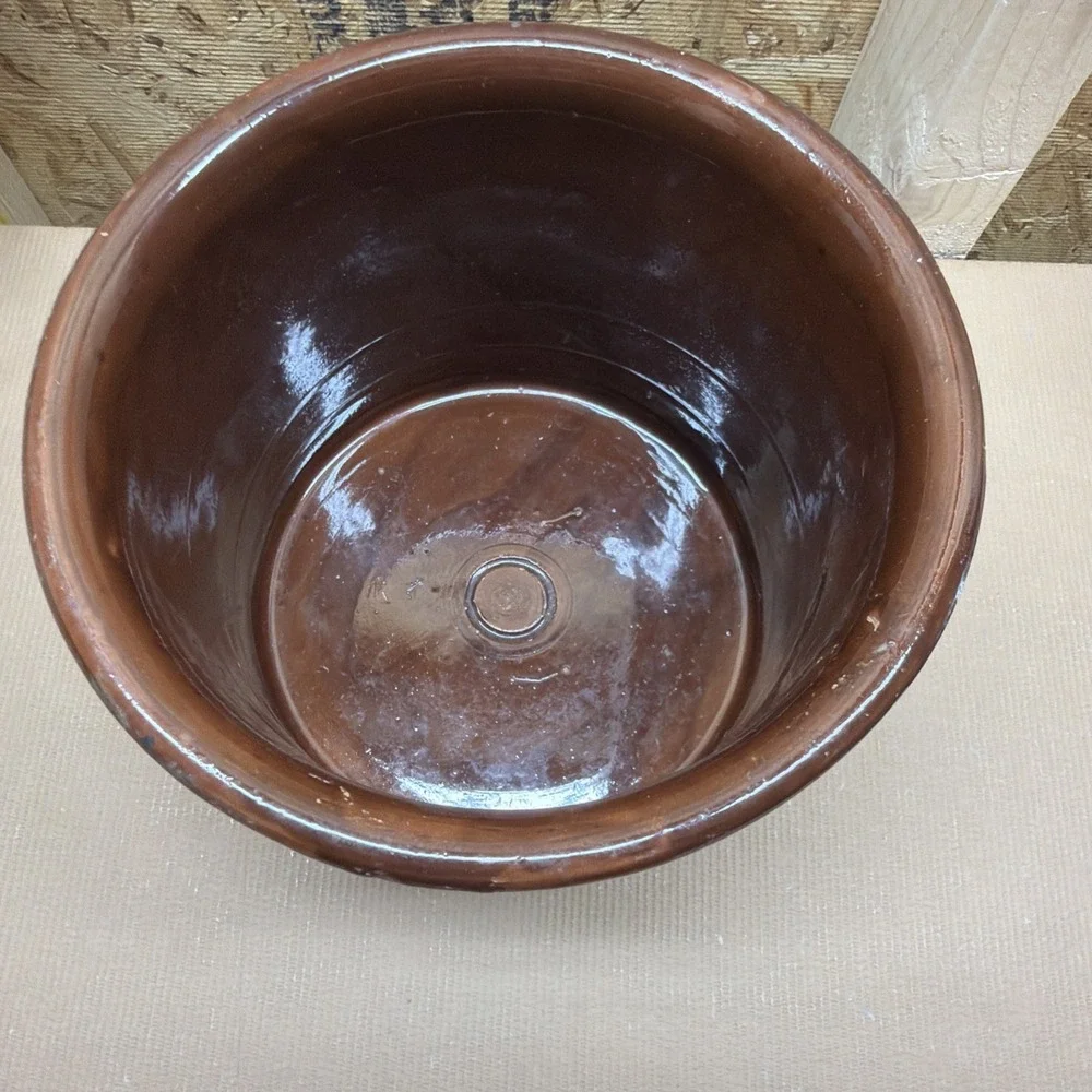 Vtg MCM Stoneware Clay Handmade Crock Made In Italy 6